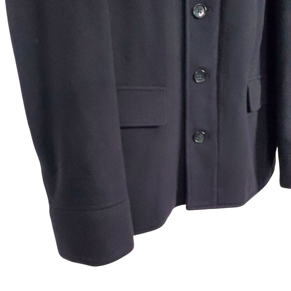 Banana Republic Mens Sz L Coat Wool Cashmere Blend Double Pocket Military Black - Picture 5 of 10